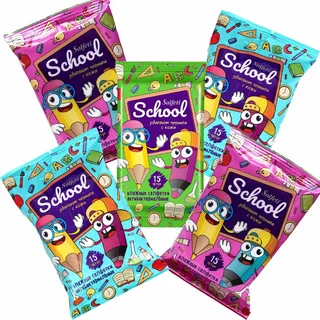 Салфетки влажные антибактериальные Salfeti School 15 шт