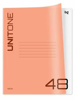 Тетрадь 48л. клетка BG "UniTone. Neon", пластиковая обложка, неон оранжевый