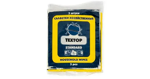 Салфетки хозяйственные вискозные 30х35см, Textop STANDARD 3шт, Т107