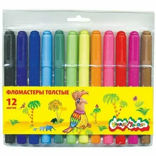 Фломастеры толстые 12цв 358-12