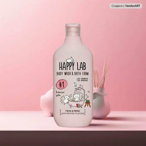 Гель-пена для ванны и душа Happy Lab Lovin' you, 500 мл