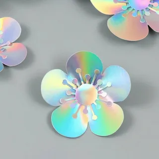 Набор наклеек бумага «Цветок. Серебристая голография», 6 шт., 13×12.3×0.6 см