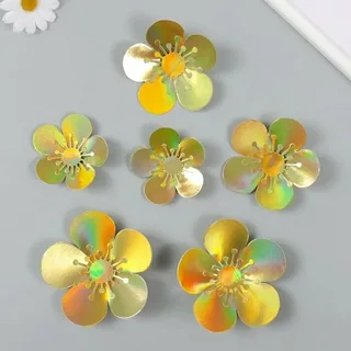 Набор наклеек бумага «Цветок. Золотая голография», 6 шт., 13×12.3×0.6 см