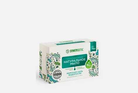 Мыло туалетное Synergetic натуральное, Морская соль и водоросли 90г