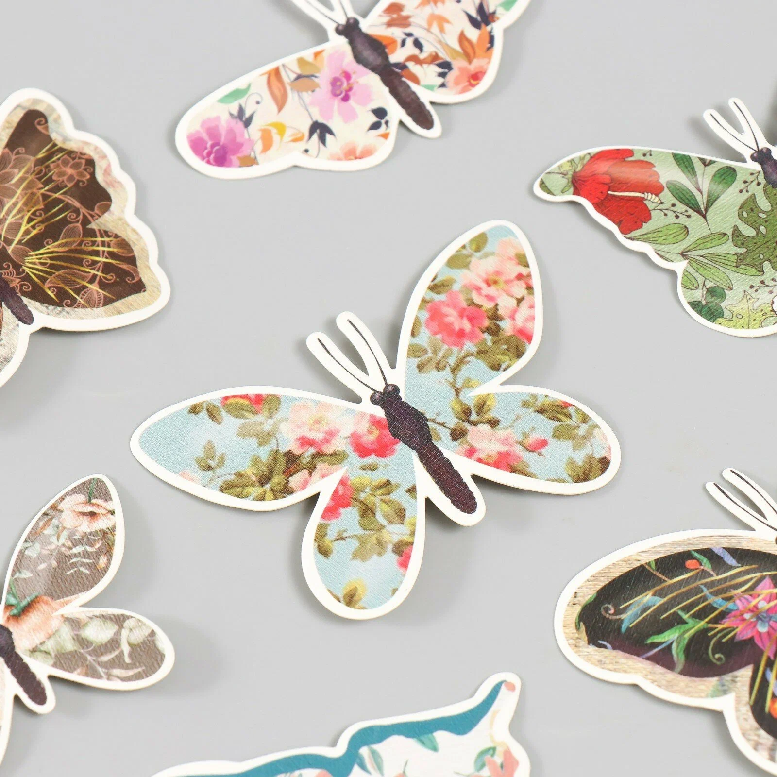 Набор наклеек для декора «Арт Узор. Бабочки. Цветочные», картон, 12 шт., h=4-10 см