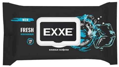 Влажные салфетки (с пластик крышкой) 100шт EXXE MEN