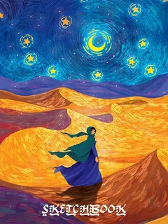 Скетчбук А5 80л. 100г. ПРОФ-ПРЕСС Звездная ночь в пустыне