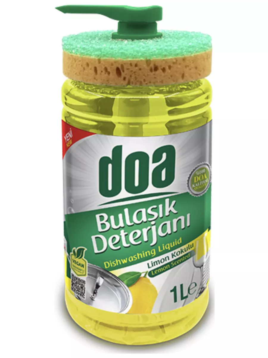 Средство для посуды DOA с губкой Лимон 1000мл