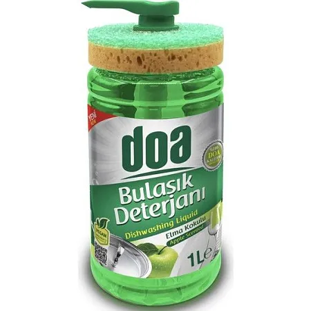 Средство для посуды DOA с губкой Яблоко 1000мл