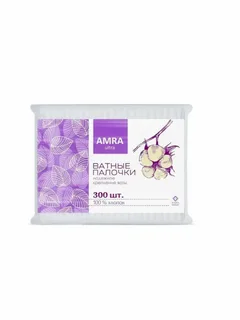 Ватные палочки Amra в пакете (300 шт)