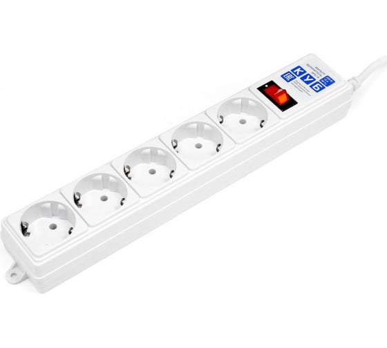 Сетевой удлинитель Power Cube Классик ПВС 3х0.75 5 розеток, 1.9 метра, 10А, белый SPG-B-6-WHITE