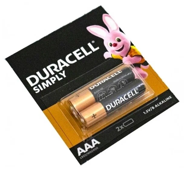 Батарейки алкалиновые Duracell Simply AAA LR03, 2 шт