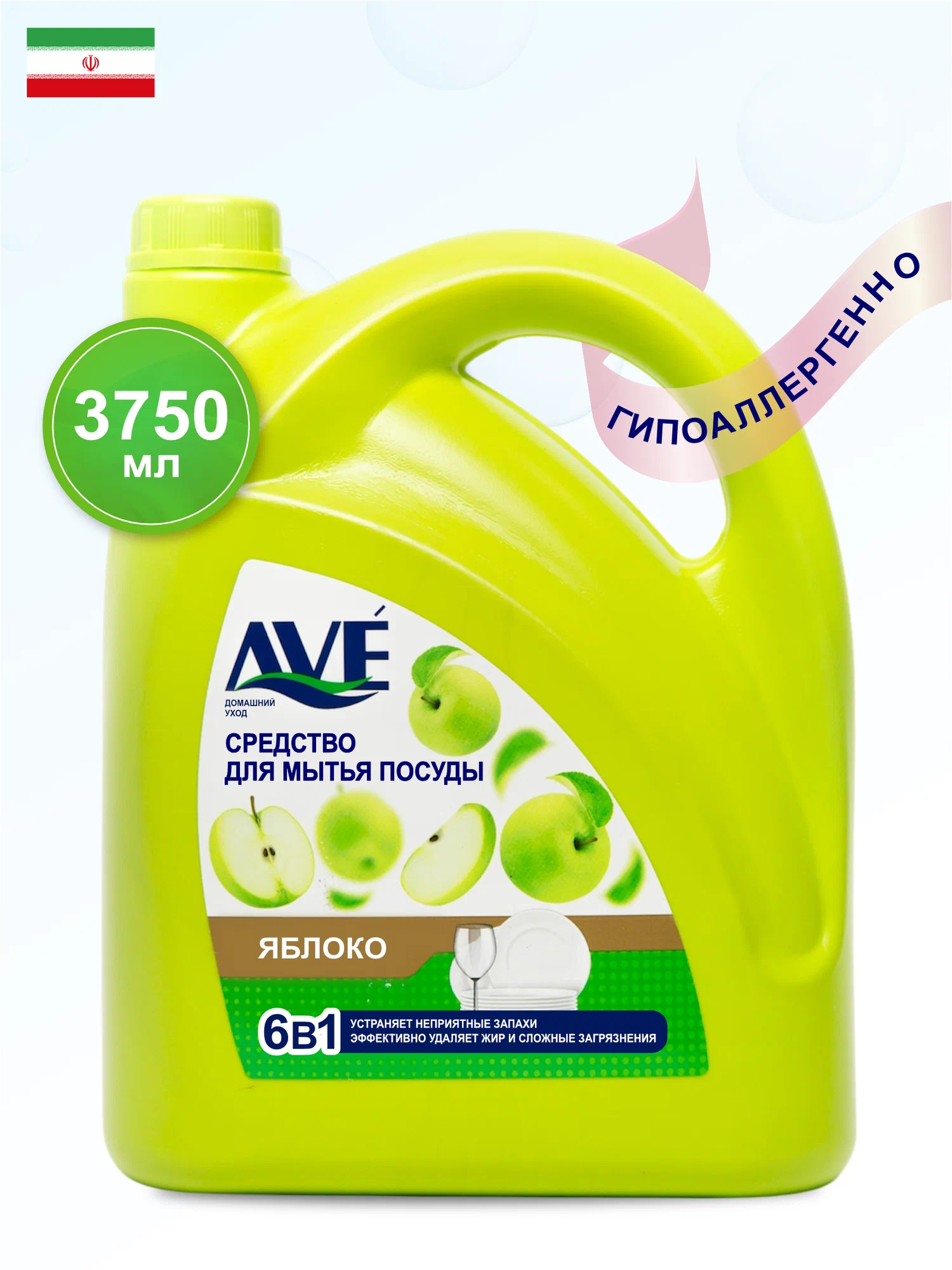 Средство для мытья посуды AVE 3750мл Яблоко.