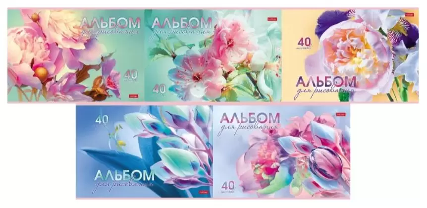 АЛЬБОМ для рисования 40л А4ф на скобе серия -Грация цветов-