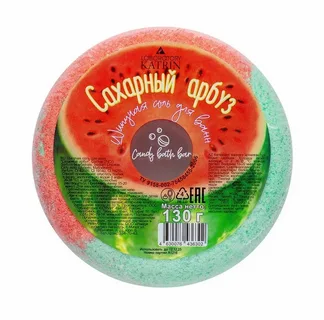 Шар бурлящий Laboratory KATRIN Candy baht bar Пончик "Сахарный арбуз" Соль для ванн шипучая 130 г