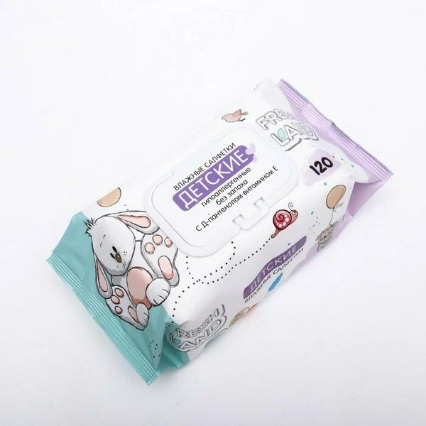 Влажные салфетки для детей Freshland c Д-пантенолом,120 шт.