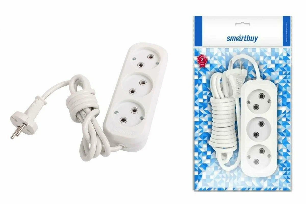 Smartbuy сет. удлинитель ПВС 3х1 3роз. 1,5м 16А/3,5кВт с выкл. земля SBE-16-3-1,5-ZS