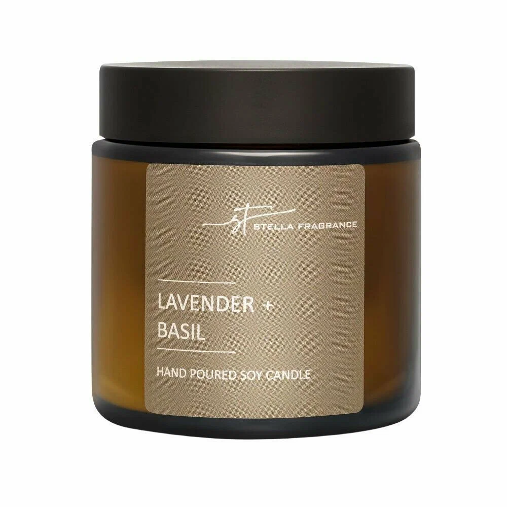 Свеча ароматическая STELLA FRAGRANCE Lavender & Basil, 90 гр.
