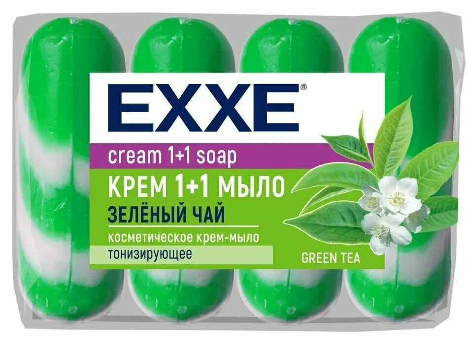 Крем-мыло EXXE 1+1 Зеленый чай, 4*75 г (полосатое)