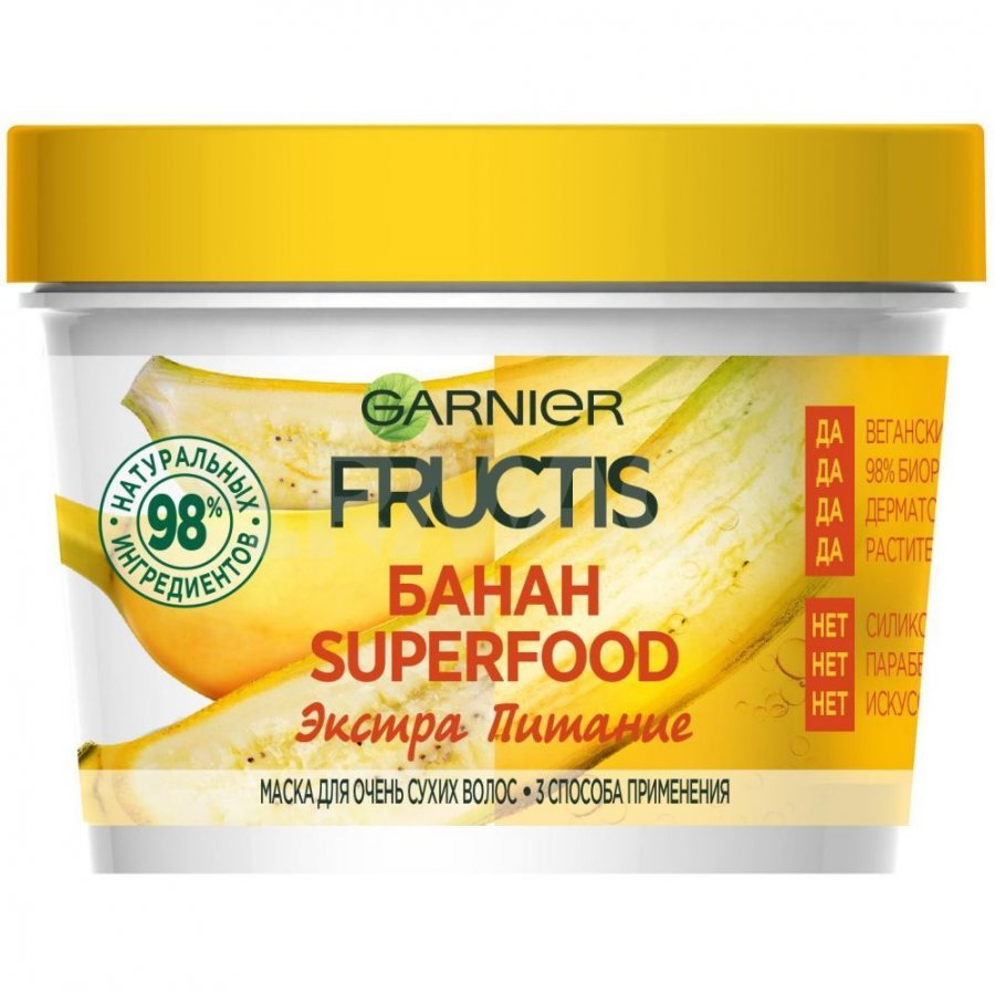 Маска для волос Garnier Fructis Superfood 3в1 Питательная Банан (390 мл)