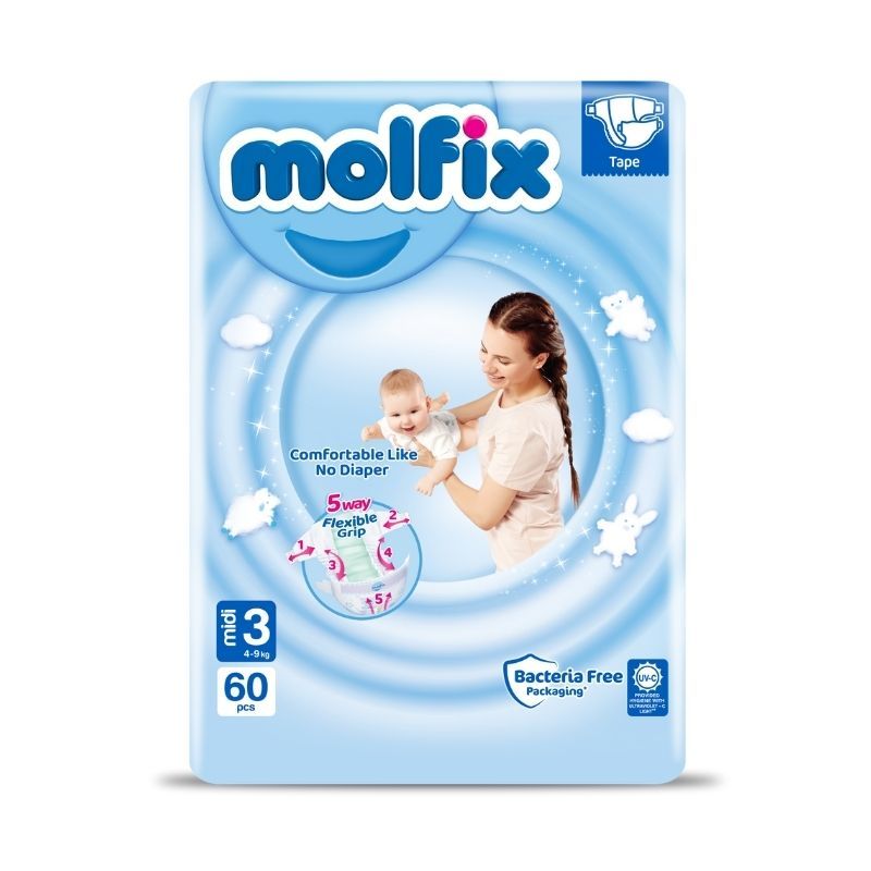 Подгузники "MOLFIX" 3 (4-9кг), 60 шт