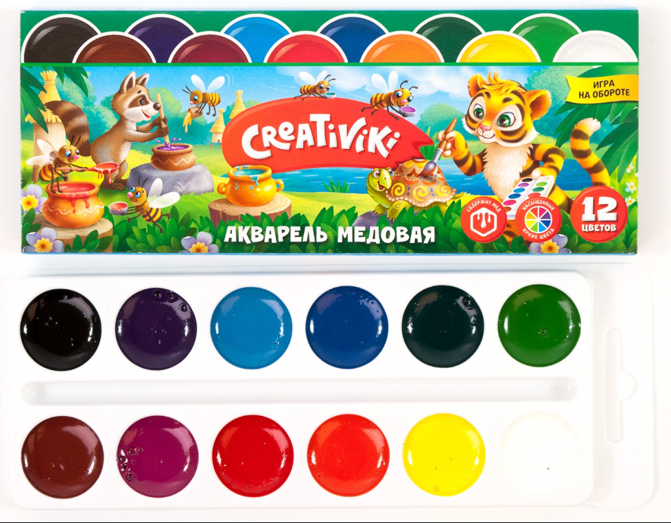 Акварель Creativiki 12 цв. без кист. карт. уп.