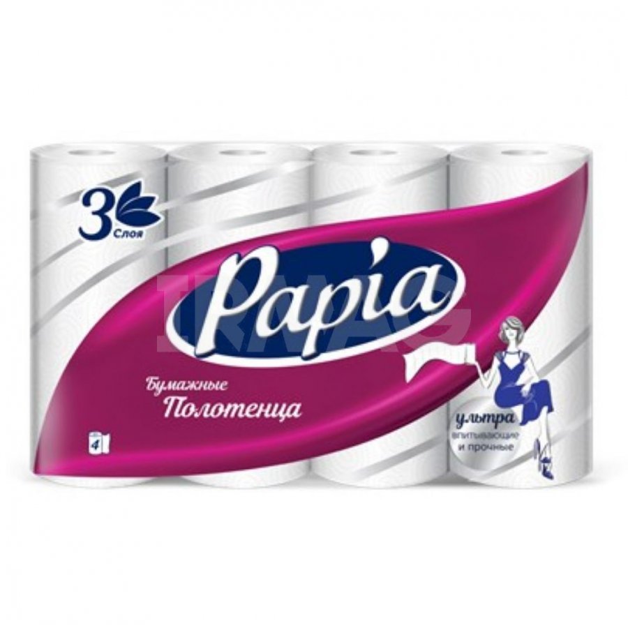 Бумажные полотенца Papia 3 слоя Белые (4 шт.)