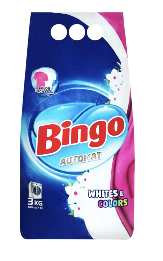 Стиральный порошок автомат WHITES & COLORS, 3 КГ, BINGO