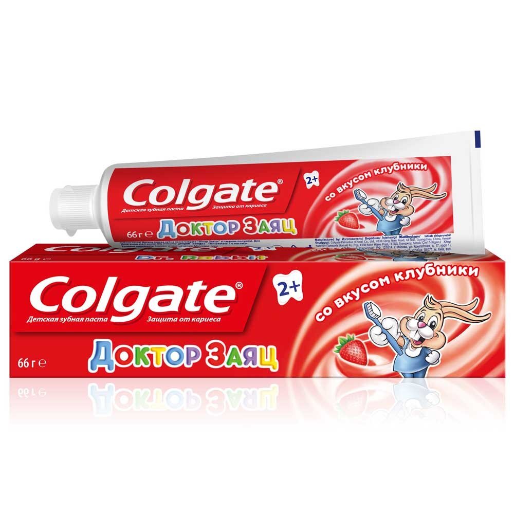 Зубная паста Colgate Доктор заяц со вкусом клубники для детей старше 2 лет, 66г (50мл)