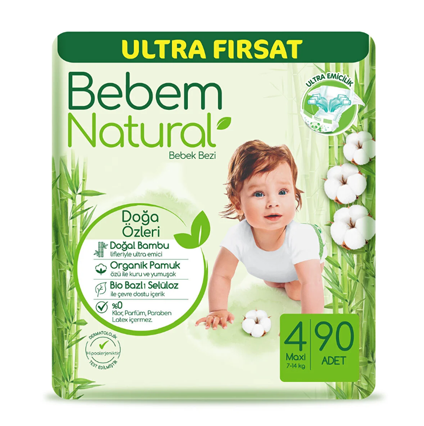 Подгузник Bebem Natural  4 7-14кг (90)