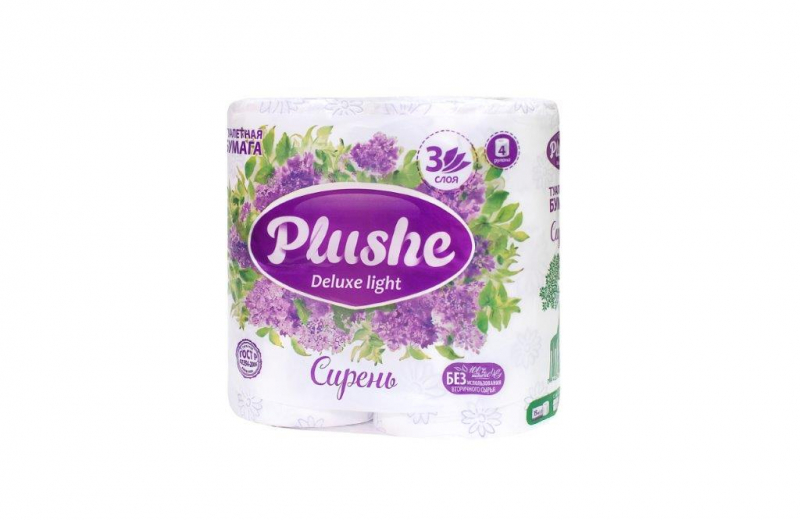 Бумага туалетная Plushe Deluxe Light 3-х сл, Сирень, 15м. 2465