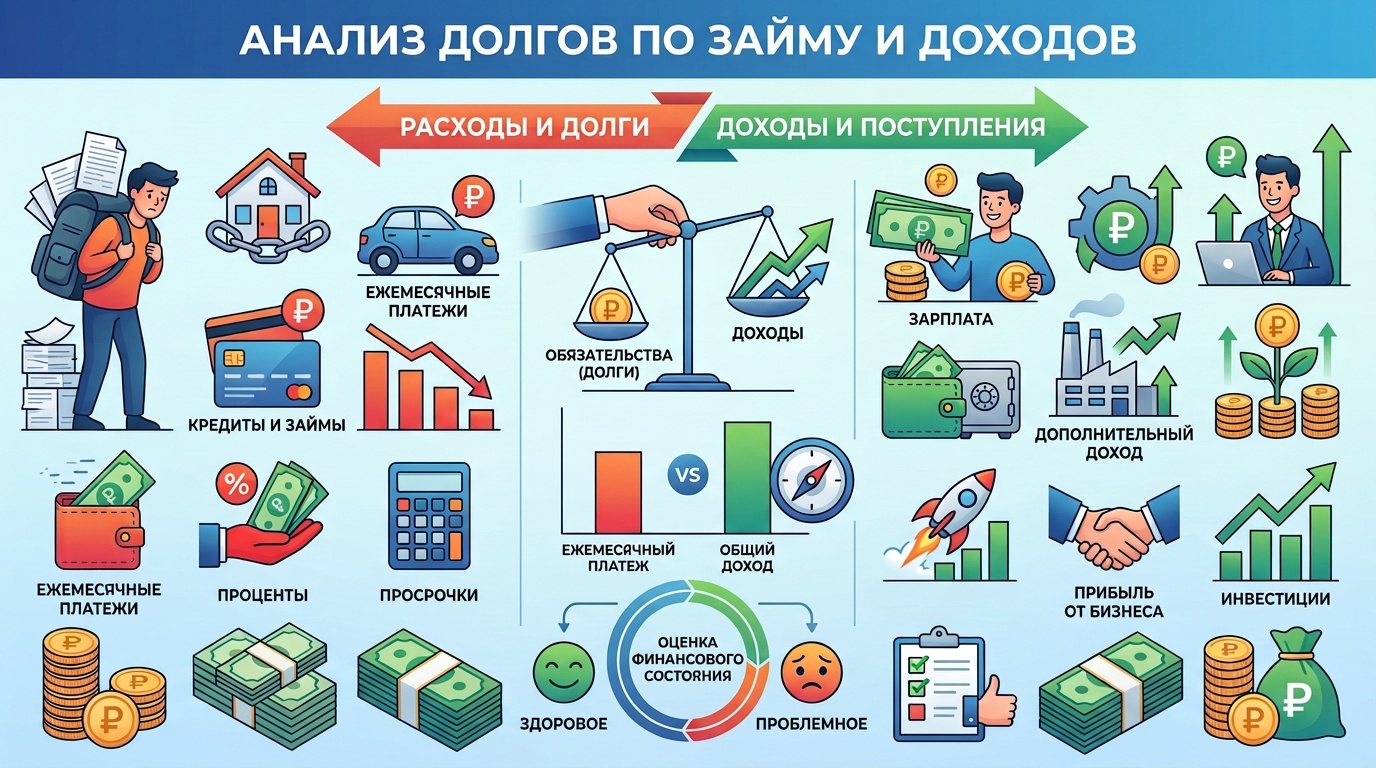 Анализ долгов и доходов
