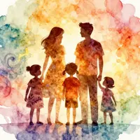 Kunstvolle liebevolle Familie