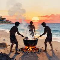 صحنه آشپزی در طبیعت