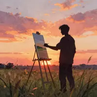 هنرمند پشت سه‌پایه