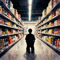 صحنه سوپرمارکت نئونی