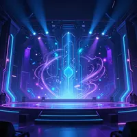 Неоновая киберпанк сцена