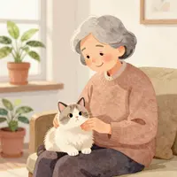 Elderly Woman With Cat