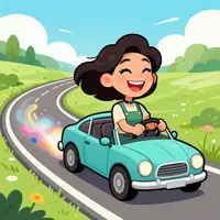 Cartoon Woman Driving