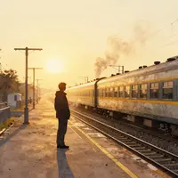 Закат на железной дороге