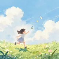 دختر در حال تعقیب پروانه‌ها