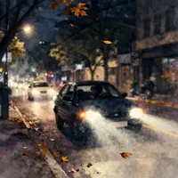 Lái xe đêm trong thành phố