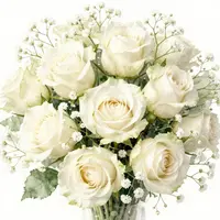 دسته گل رز سفید