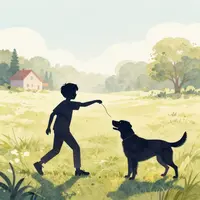 أطفال يلعبون مع الكلاب