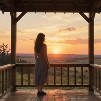 Người phụ nữ ngắm hoàng hôn