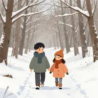 خواهر و برادر در برف