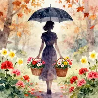 Donne con fiori acquerello