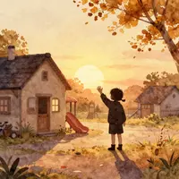 Kanak-kanak melambai selamat tinggal