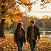 Přátelé v podzimním parku