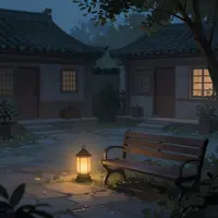 Pátio noturno tranquilo